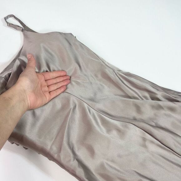 Reverly Dress Womens 4 gray Maxi One Shoulder Pleated Evening Gown Satin - Picture 5 of 15